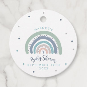 Étiquettes Cadeau Baby shower arc-en-ciel Pastel Muet