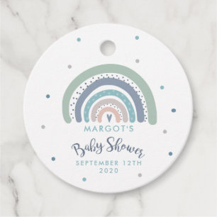 Étiquettes Cadeau Baby shower arc-en-ciel Pastel Muet