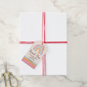 Étiquettes-cadeau Baby shower arc-en-ciel rose