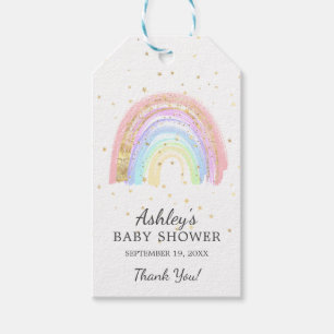 Étiquettes-cadeau Baby shower arc-en-ciel rose or moderne Favoriser
