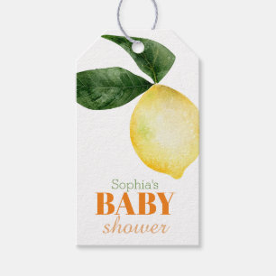 Étiquettes-cadeau Baby Shower au thème de citron à l'aquarelle