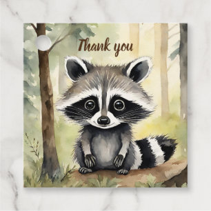 Étiquettes Cadeau Baby shower Baby Raccoon Genre Merci neutre