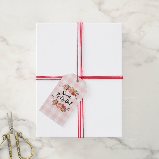 Étiquettes-cadeau Baby shower bébé doux (Avec de la ficelle)