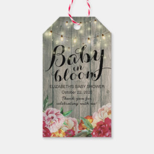 Étiquettes-cadeau Baby shower bébé en fleurs Fleur Bois Chaîne Lumiè