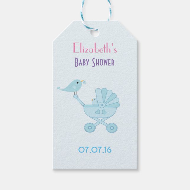 Étiquettes-cadeau Baby shower Bébé et maman Bluebirds (Devant)