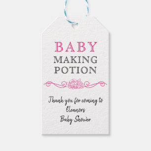 Étiquettes-cadeau Baby shower bébé faire potion Merci rose