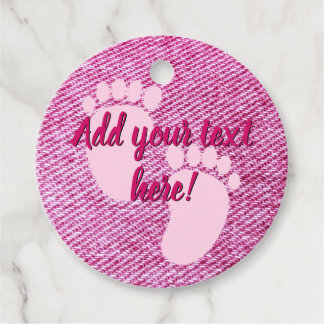 Étiquettes Cadeau Baby shower bébé rose Denim Imprimer personnalisé