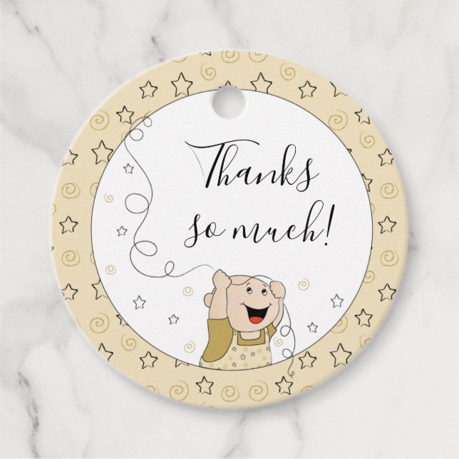 Étiquettes Cadeau Baby shower Black et Gold Stars (Devant)