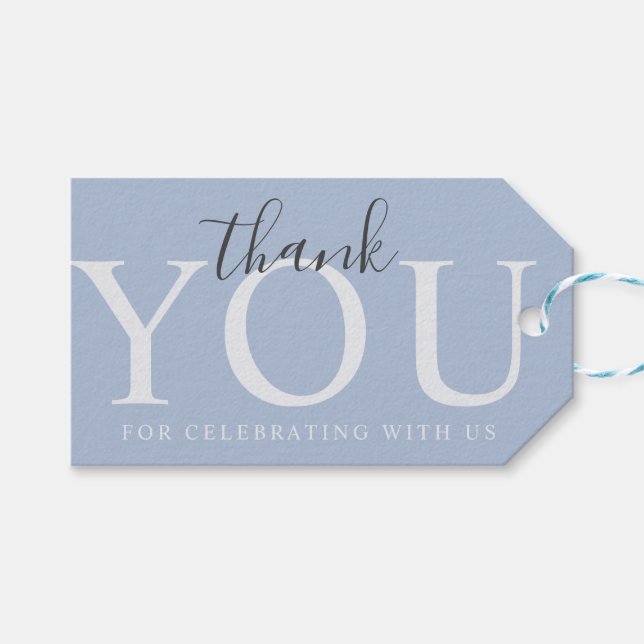 Étiquettes-cadeau Baby shower bleu Dusty simple et moderne (Devant (Horizontal))