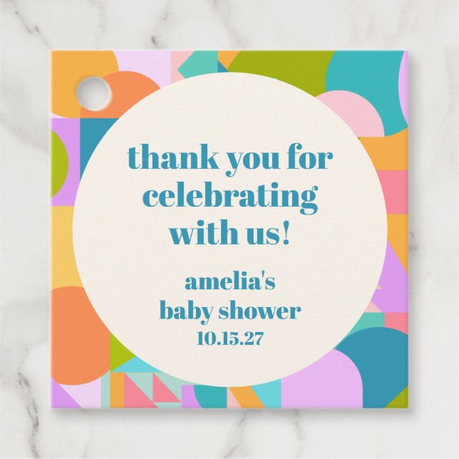 Étiquettes Cadeau Baby shower bleu lavande mignon Merci personnalisé (Devant)
