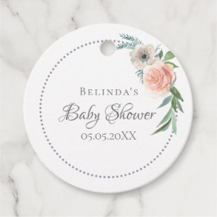 Étiquettes Cadeau Baby shower bleu rose floraux merci