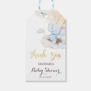 Étiquettes-cadeau Baby shower bleu Teddy Bear Nuages
