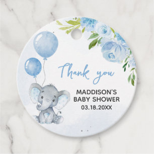 Étiquettes Cadeau Baby shower Blue Elephant