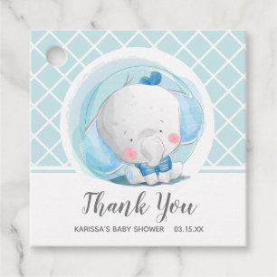 Étiquettes Cadeau Baby shower Blue Elephant Boy
