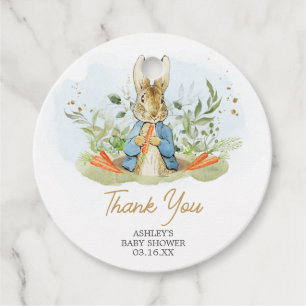 Étiquettes Cadeau Baby shower Blue Peter Rabbit rond