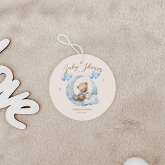 Étiquettes Cadeau Baby shower Blue Teddy Bear Stars