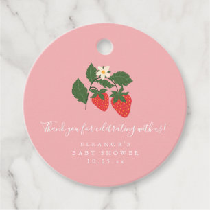Étiquettes Cadeau Baby Shower Bohème Vintage Rose Fraise d'Été 