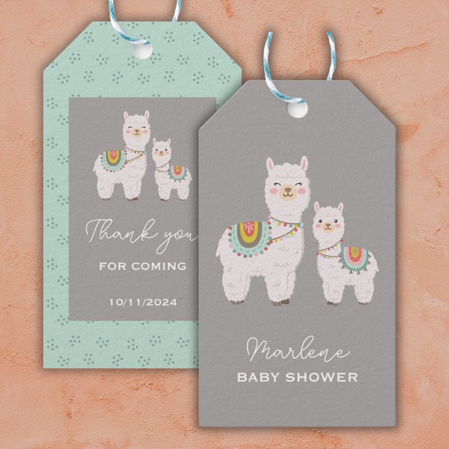 Étiquettes-cadeau Baby shower boho llama (Créateur téléchargé)