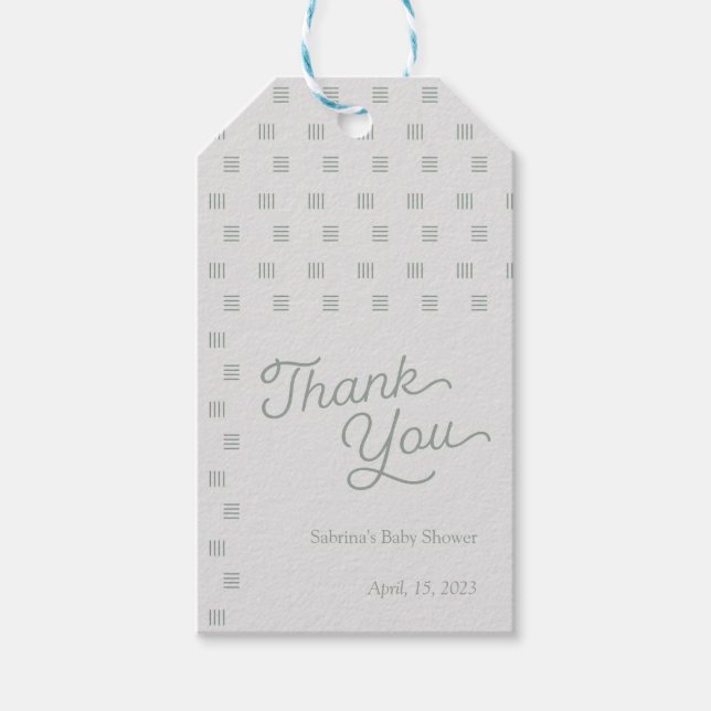 Étiquettes-cadeau Baby shower Boho minimal Sage Green (Devant)