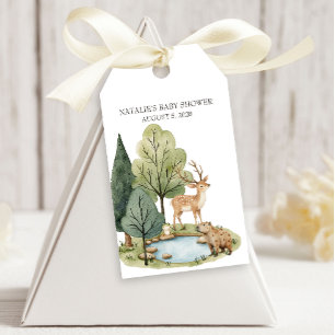 Étiquettes-cadeau Baby shower Boho Woodland Animaux