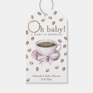 Étiquettes-cadeau Baby shower Bow Coffee - Un bébé est en train de m