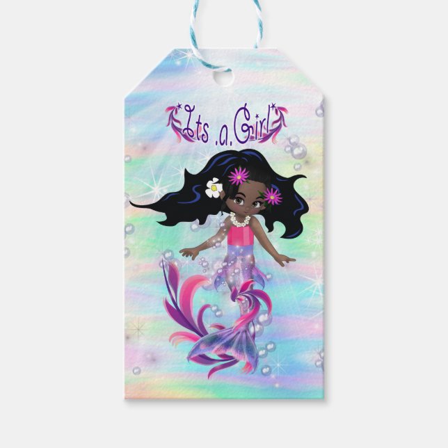 Étiquettes-cadeau Baby shower Bubbles & Baby Mermaids (Devant)