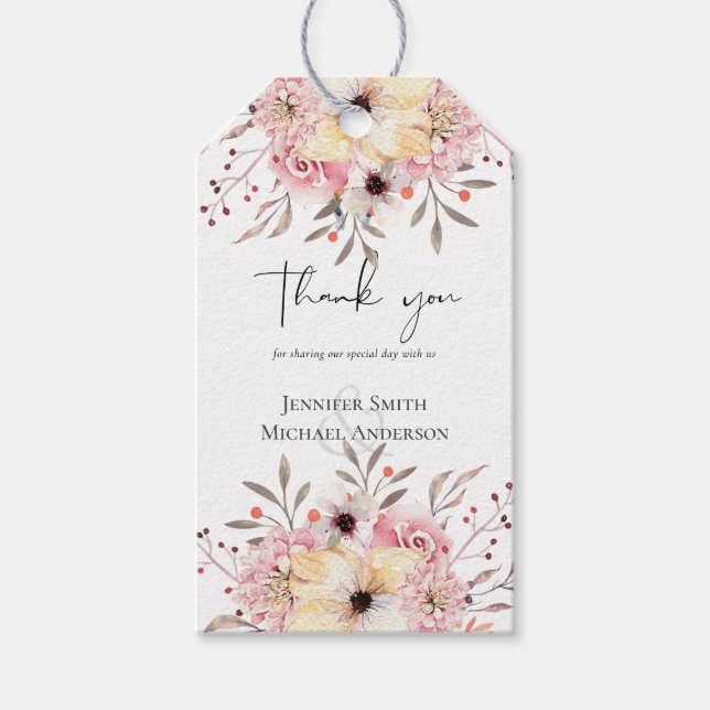 Étiquettes-cadeau BABY SHOWER BUDGÉTAIRE Peach Rose Floral (Devant)