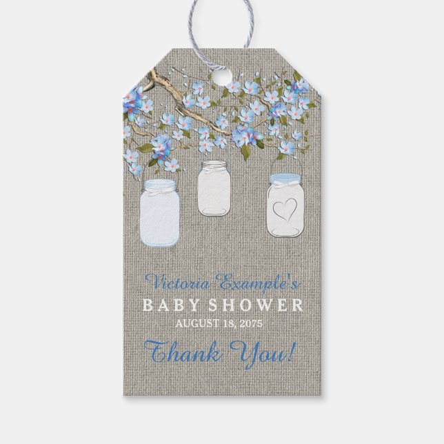 Étiquettes-cadeau Baby shower Burlap Mason Jar (Devant)