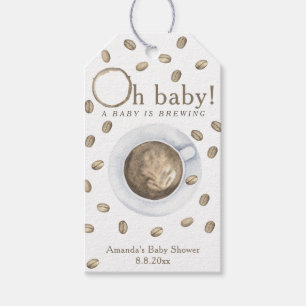 Étiquettes-cadeau Baby shower café - Un bébé est en train de brasser