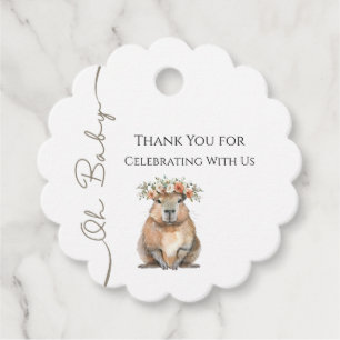 Étiquettes Cadeau Baby Shower Capybara • Oh Baby Wildflower