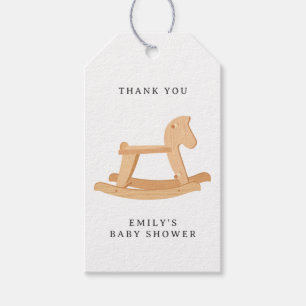 Étiquettes-cadeau Baby-Shower Cheval à Bascule Minimaliste