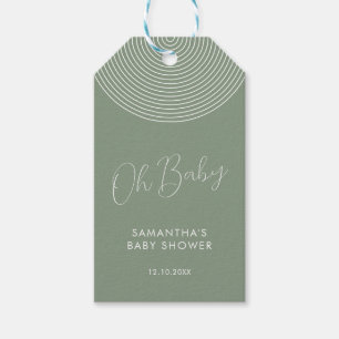 Étiquettes-cadeau Baby Shower Chic Script Vert Sauge Moderne