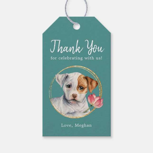 Étiquettes-cadeau Baby shower Chien Chien Chien Chien Merci Favorise (Devant)