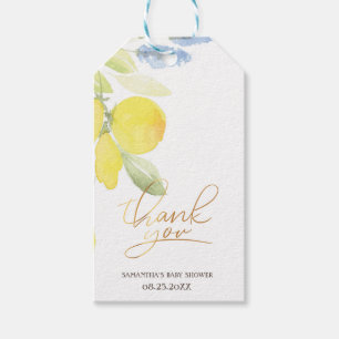 Étiquettes-cadeau Baby Shower Citrons Aquarelle
