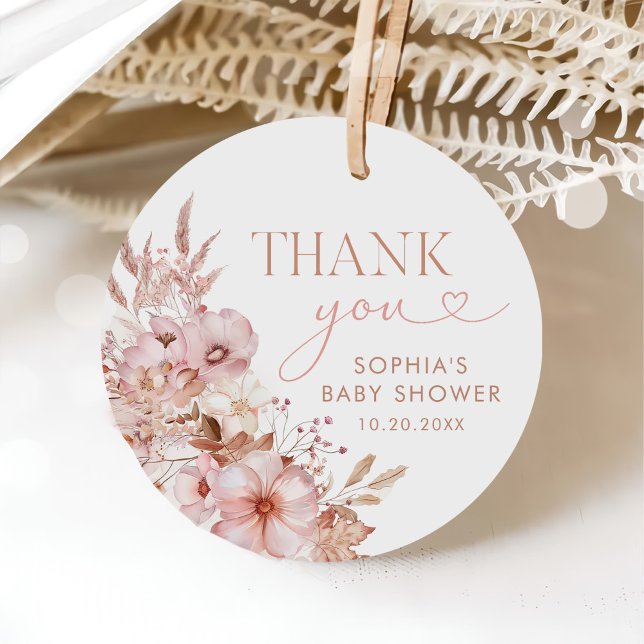 Étiquettes Cadeau Baby shower Citrouille de Boho Fall (Créateur téléchargé)