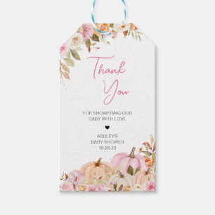Étiquettes-cadeau Baby shower Citrouille rose floral Favoriser les é