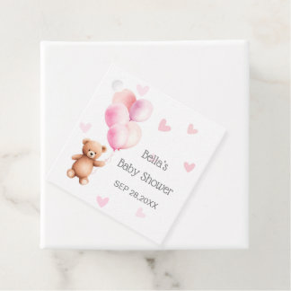 Étiquettes Cadeau Baby shower Coeur de l'ours rose