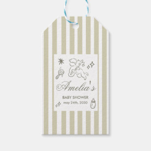 Étiquettes-cadeau Baby Shower Cupidon gobelet doodle neutre genre Ve