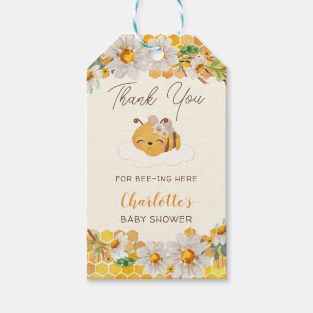 Étiquettes-cadeau Baby shower d'abeilles (Devant)