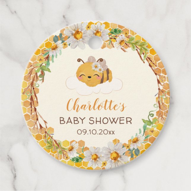 Étiquettes Cadeau Baby shower d'abeilles (Devant)