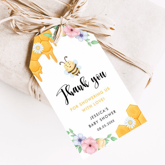 Étiquettes-cadeau Baby shower d'abeilles Merci (Créateur téléchargé)