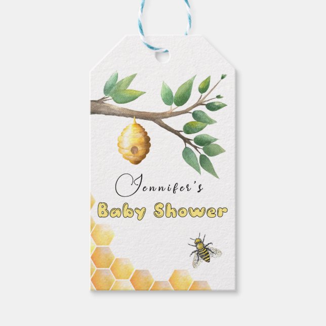 Étiquettes-cadeau Baby shower d'abeilles miel (Devant)