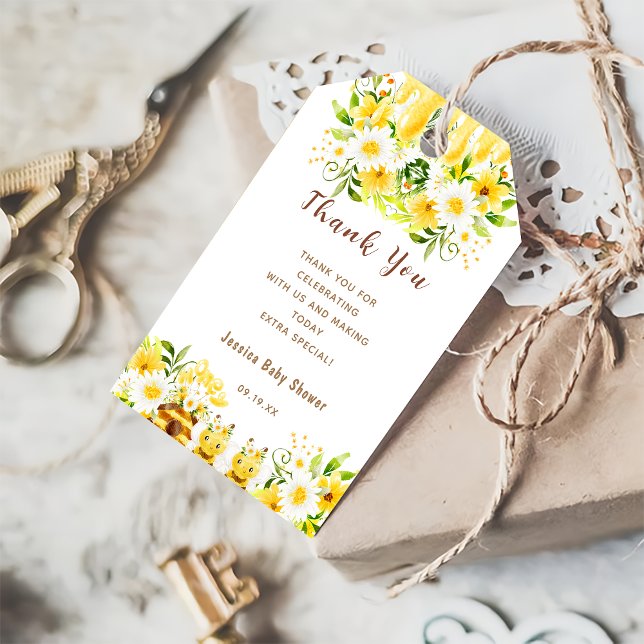 Étiquettes-cadeau Baby shower d'abeilles miel (Créateur téléchargé)