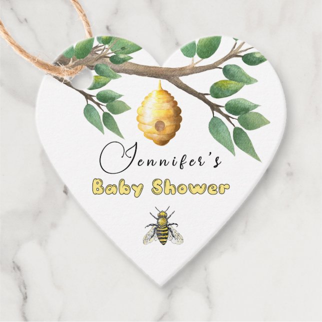 Étiquettes Cadeau Baby shower d'abeilles miel Favoriser les étiquett (Devant)