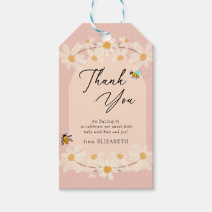 Étiquettes-cadeau Baby shower d'abeilles rose floral