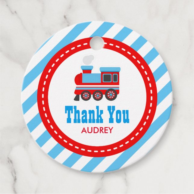 Étiquettes Cadeau Baby shower d'anniversaire du train Choo Choo (Devant)