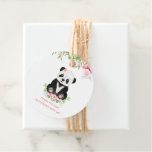 Étiquettes Cadeau Baby shower d'aquarelle Bear Blush Pink Greenery