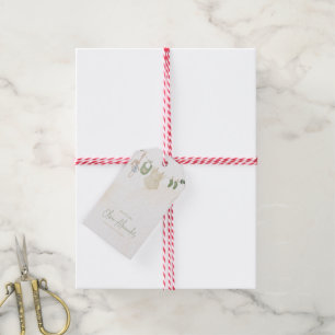 Étiquettes-cadeau Baby shower d'aquarelle blanc et beige