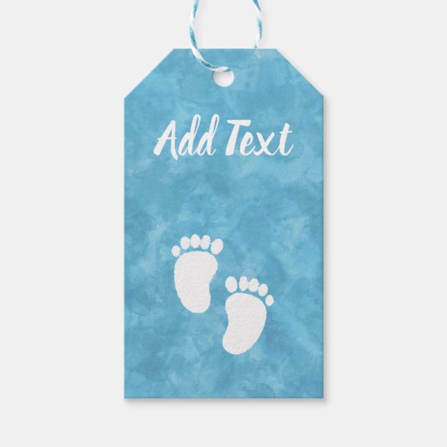Étiquettes-cadeau Baby shower d'aquarelle bleu - Impression (Devant)