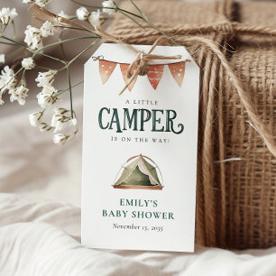 Étiquettes-cadeau Baby shower d'aquarelle de la forêt de camping